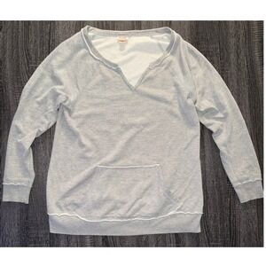 Mossimo Supply Co Womens XL Heather Gray V-Neck Raw Edge Pullover Sweatshirt
